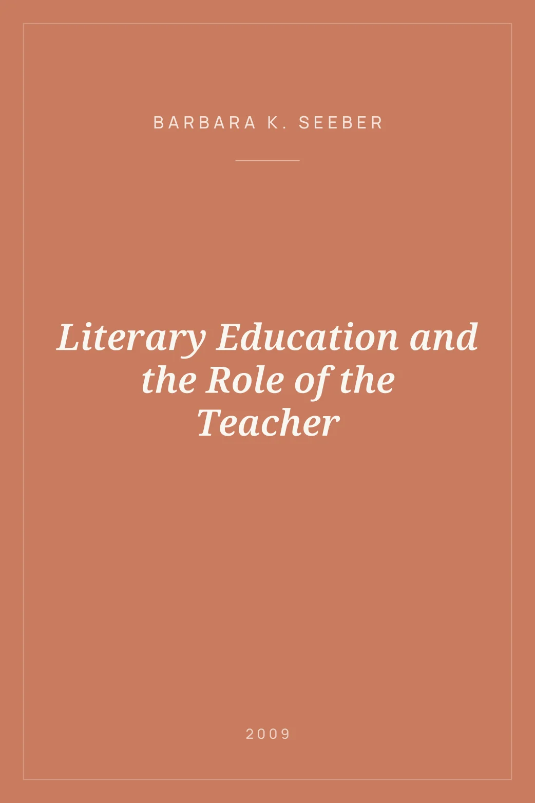 Portada de Literary Education and the Role of the Teacher