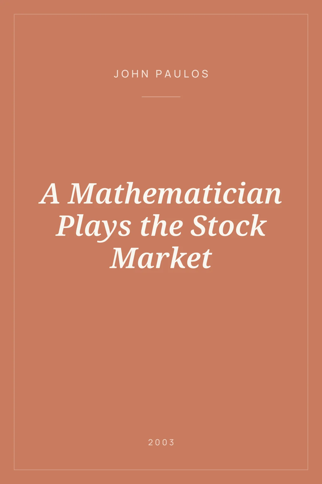 Portada de A Mathematician Plays the Stock Market
