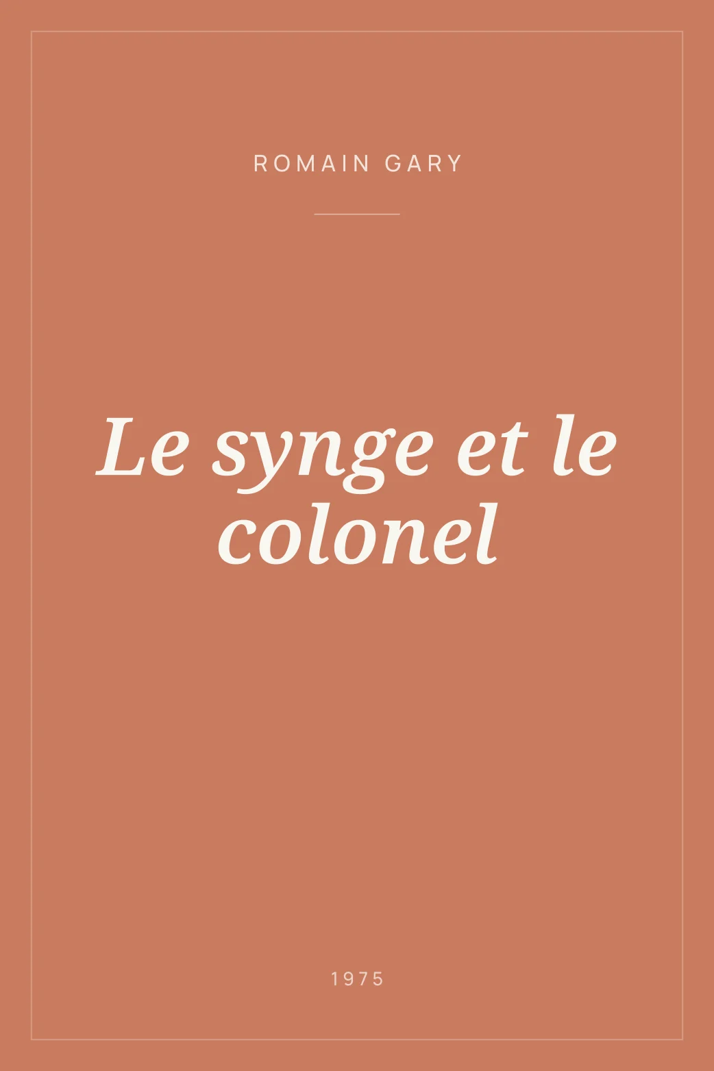 Portada de Le synge et le colonel