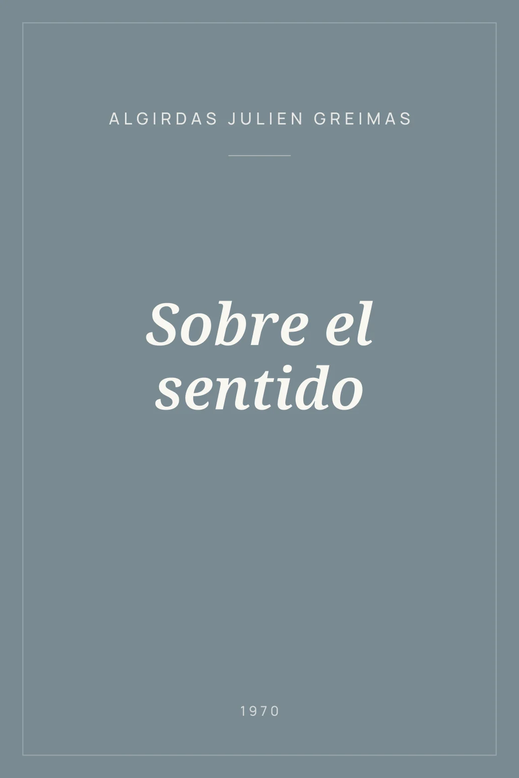 Portada de Sobre el sentido