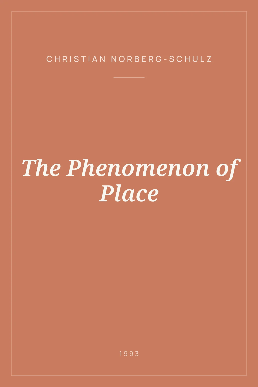 Portada de The Phenomenon of Place