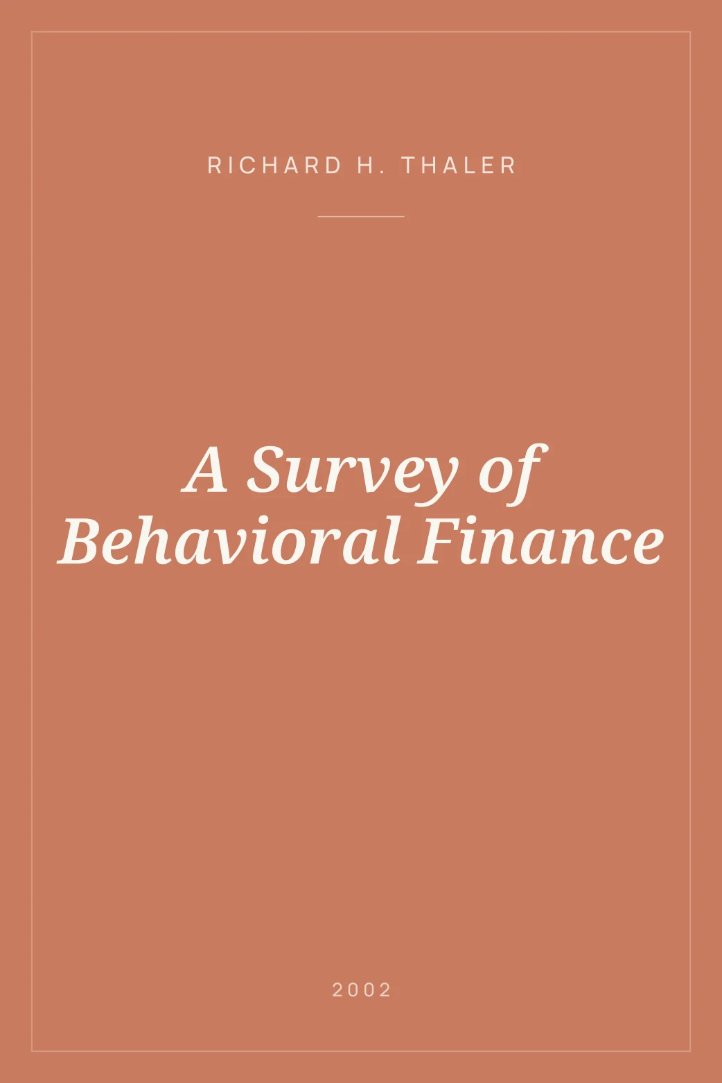 Portada de A Survey of Behavioral Finance