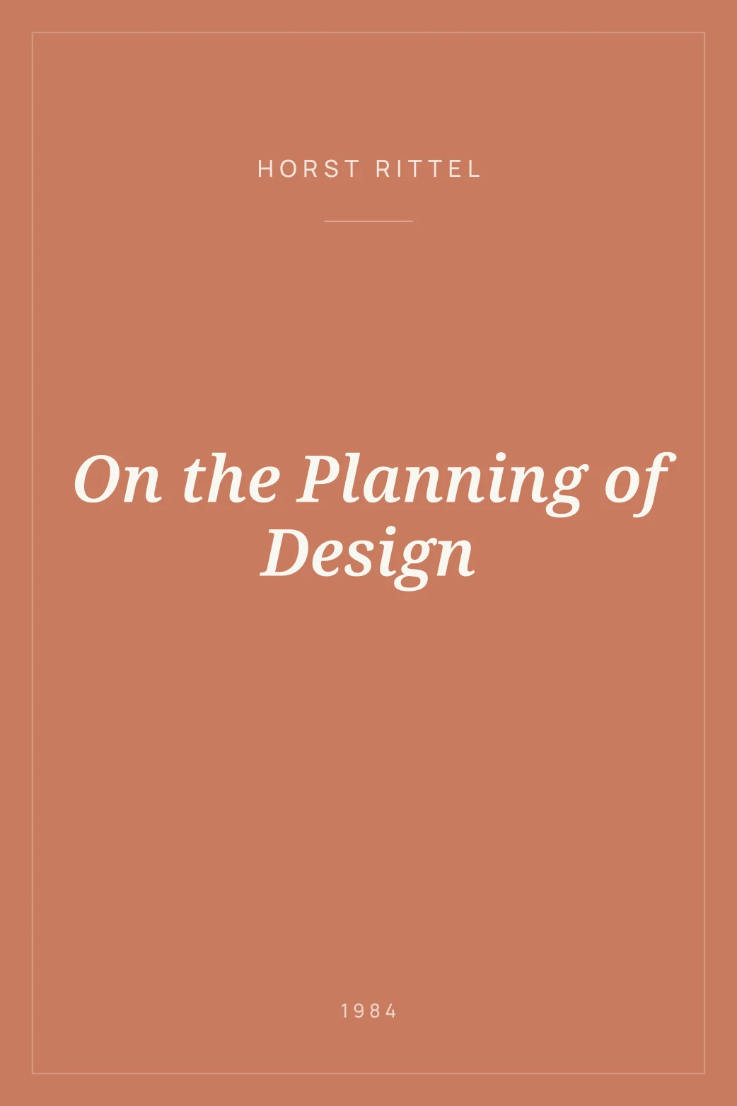 Portada de On the Planning of Design