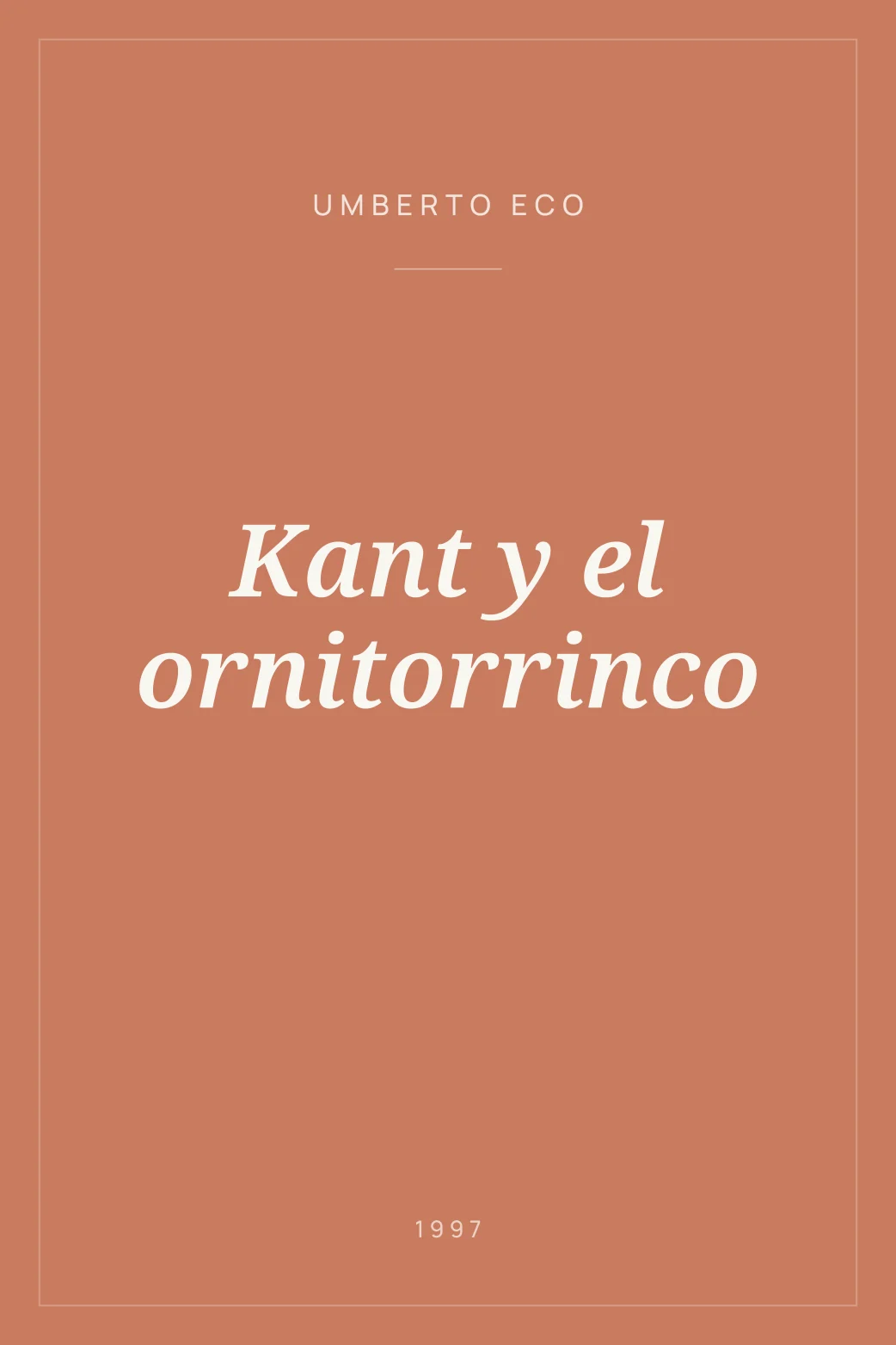 Portada de Kant y el ornitorrinco