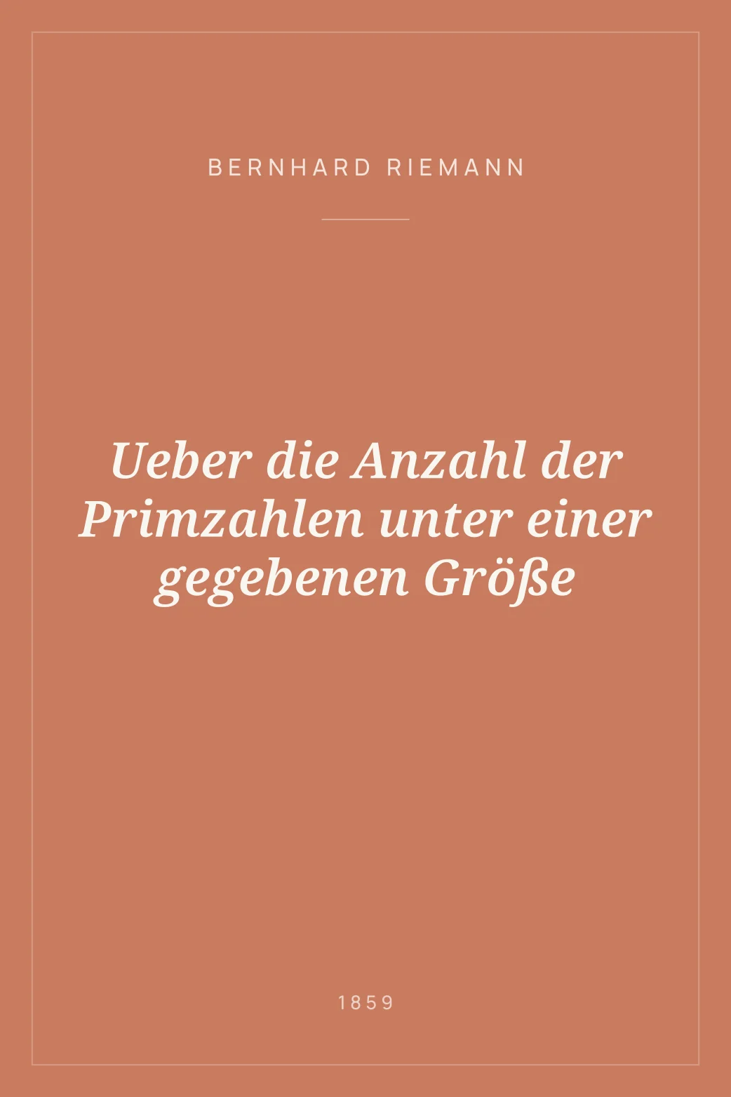Portada de Ueber die Anzahl der Primzahlen unter einer gegebenen Größe