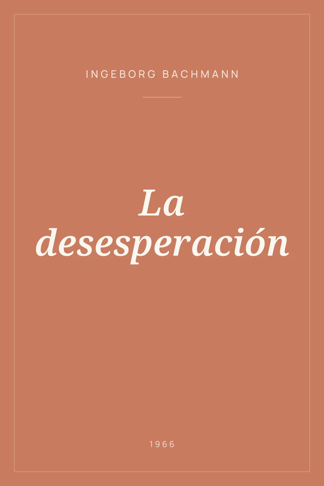 Portada de La desesperación