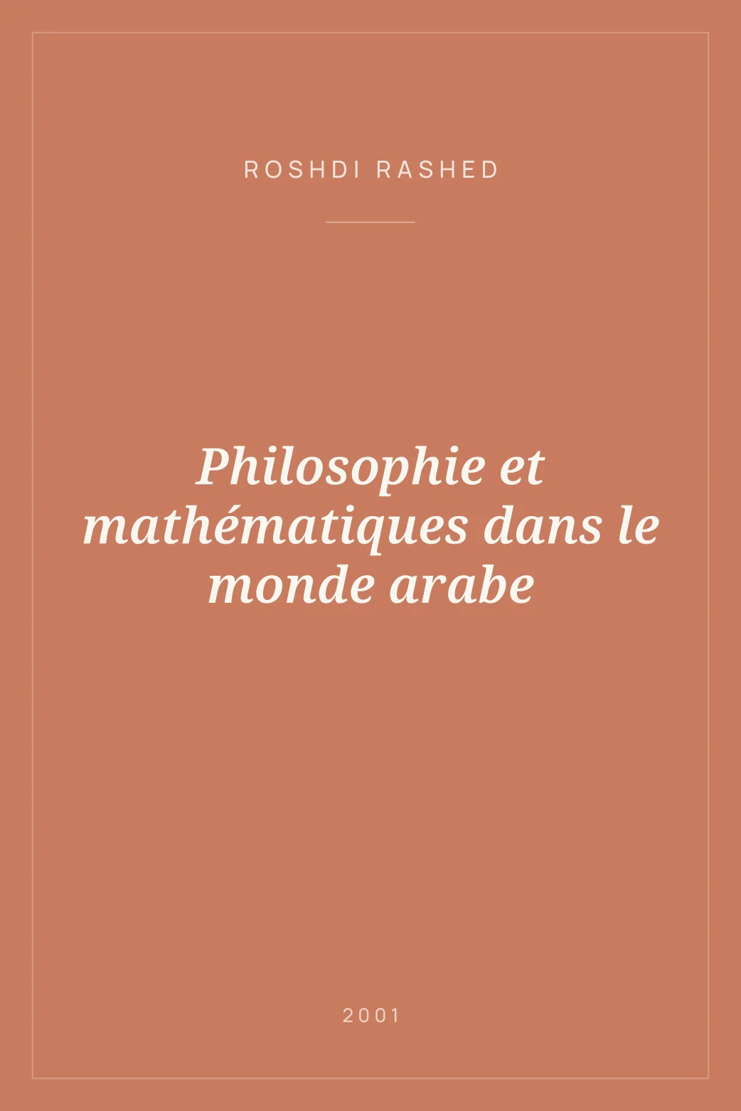 Portada de Philosophie et mathématiques dans le monde arabe