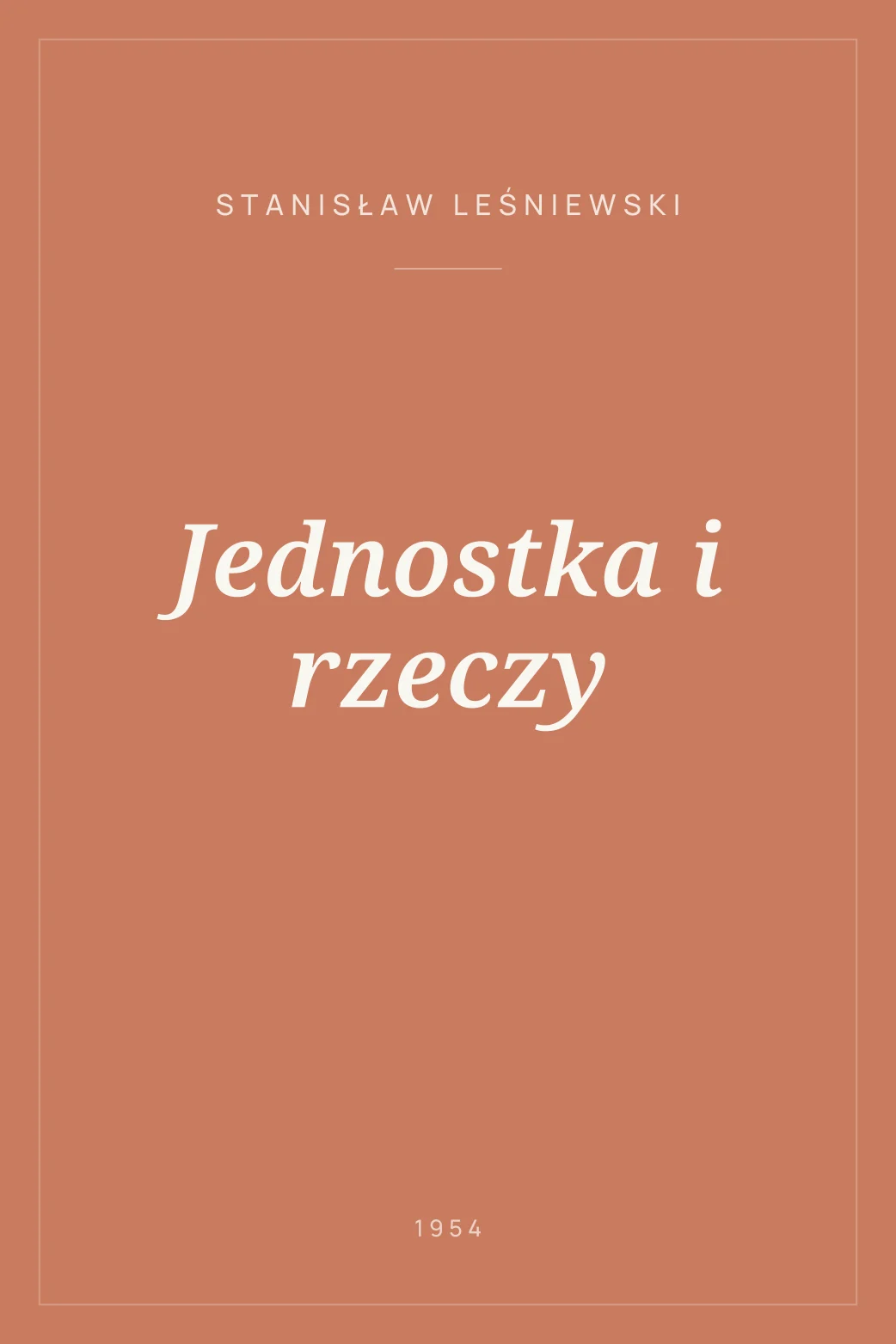 Portada de Jednostka i rzeczy