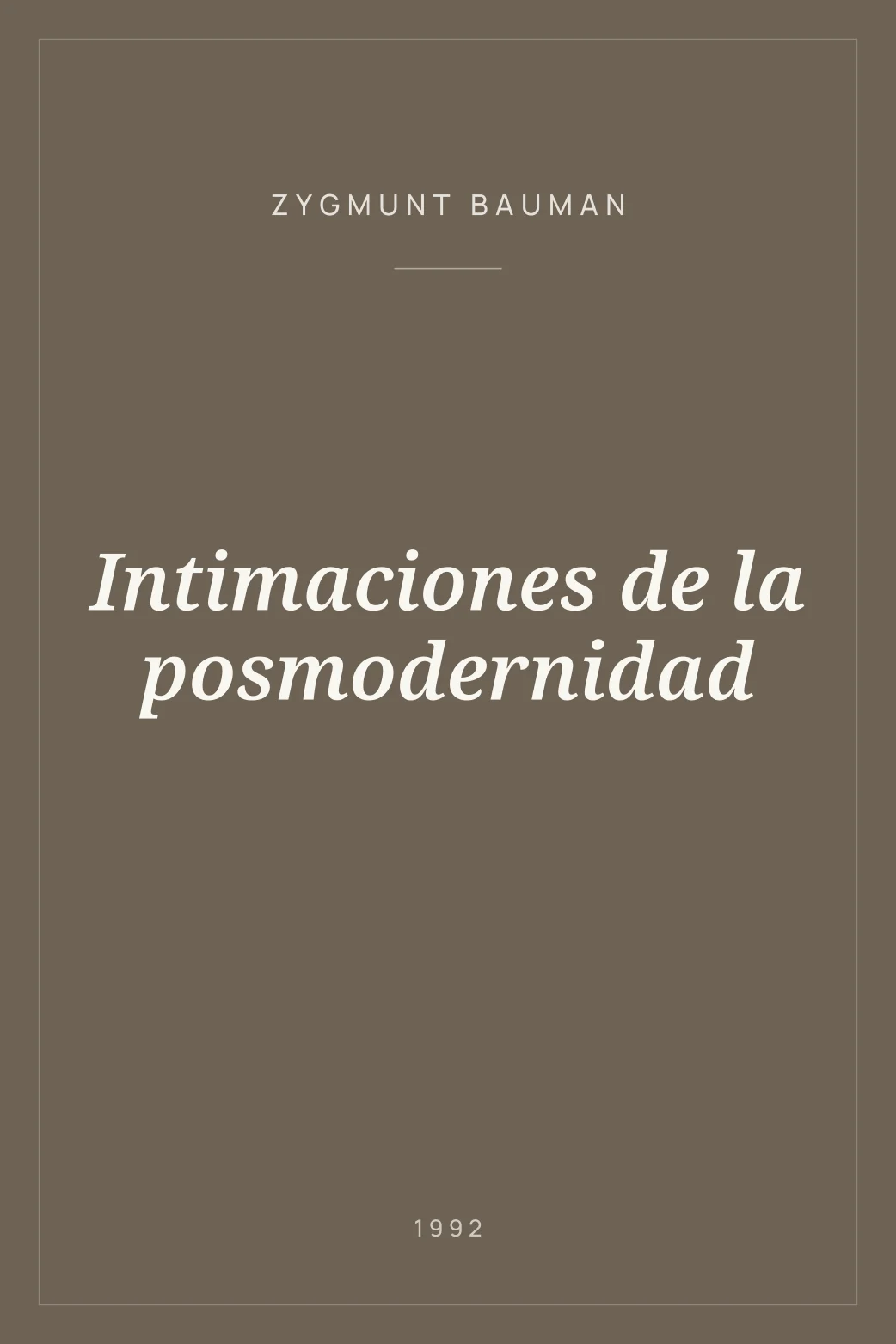 Portada de Intimaciones de la posmodernidad