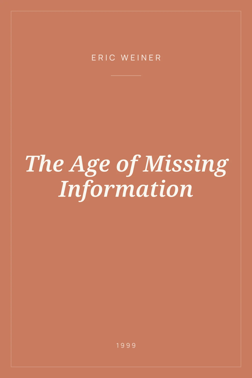 Portada de The Age of Missing Information