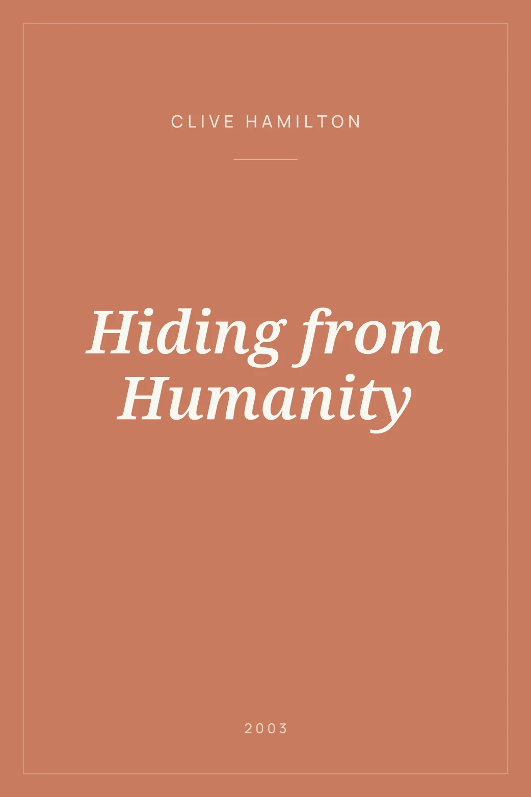 Portada de Hiding from Humanity
