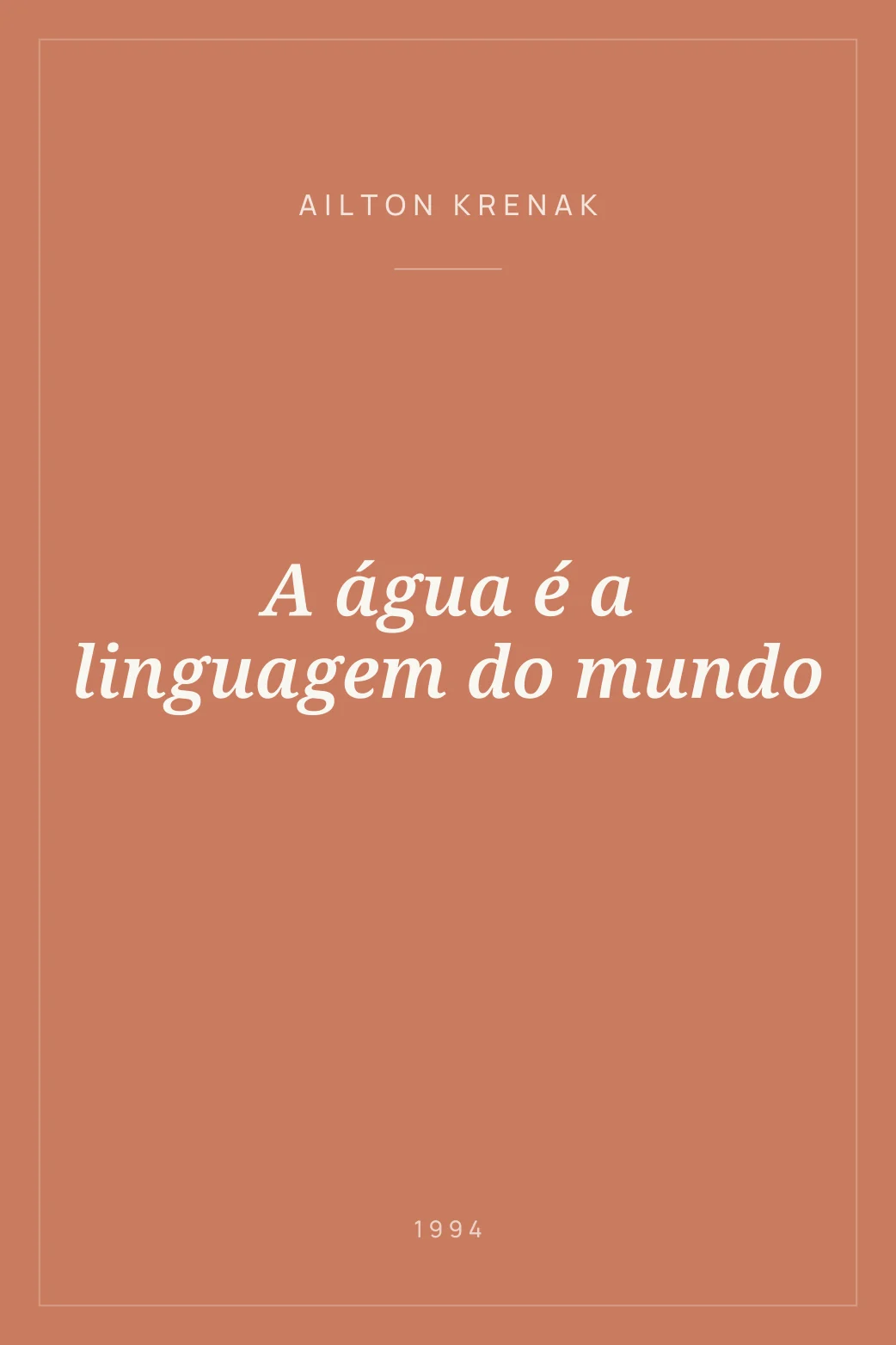 Portada de A água é a linguagem do mundo