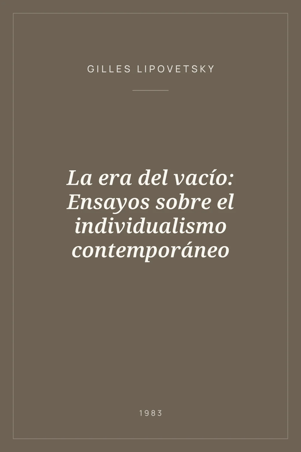 Portada de La era del vacío: Ensayos sobre el individualismo contemporáneo