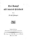 Portada de Der Kampf als inneres Erlebnis