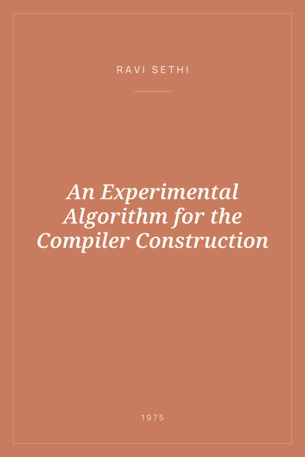 Portada de An Experimental Algorithm for the Compiler Construction