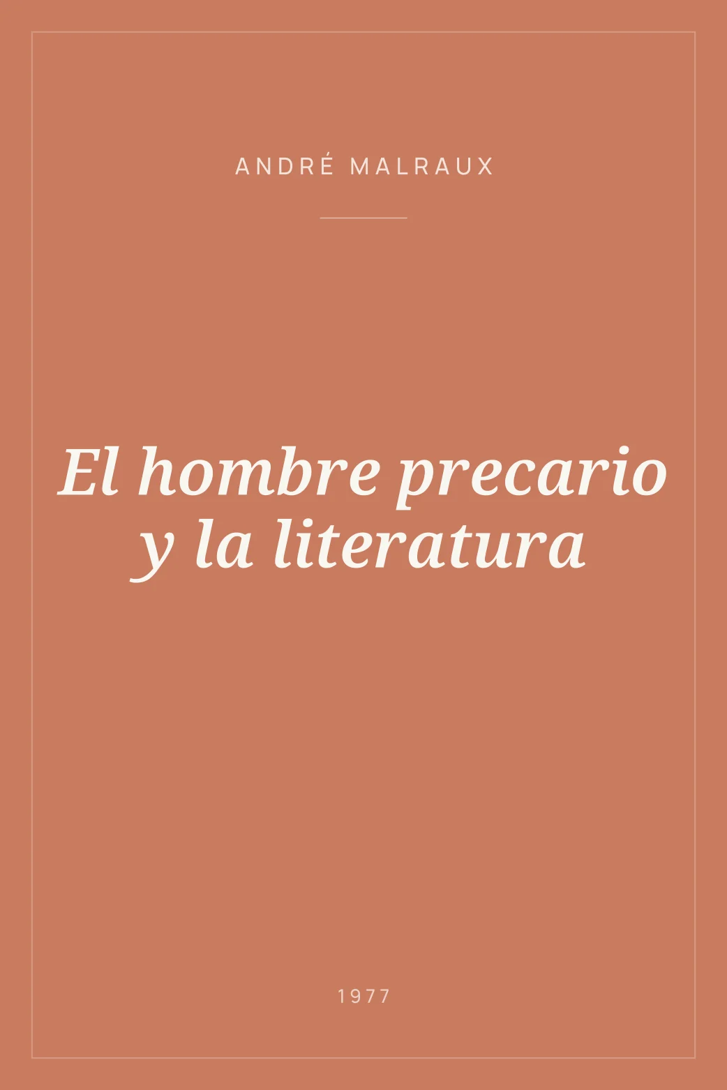 Portada de El hombre precario y la literatura