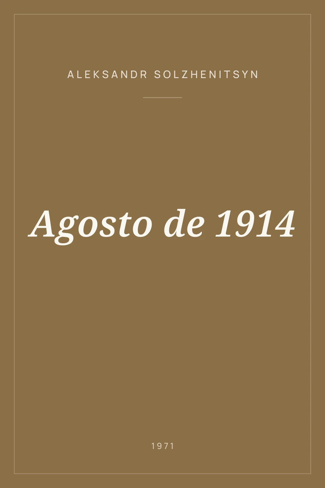 Portada de Agosto de 1914