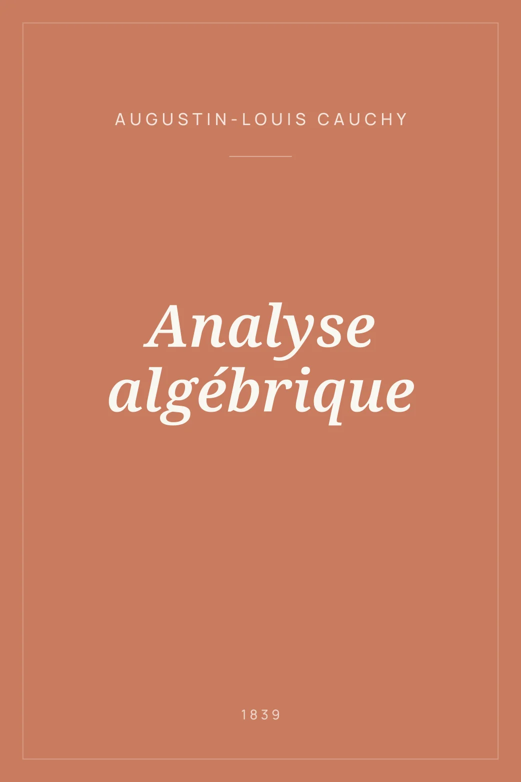 Portada de Analyse algébrique