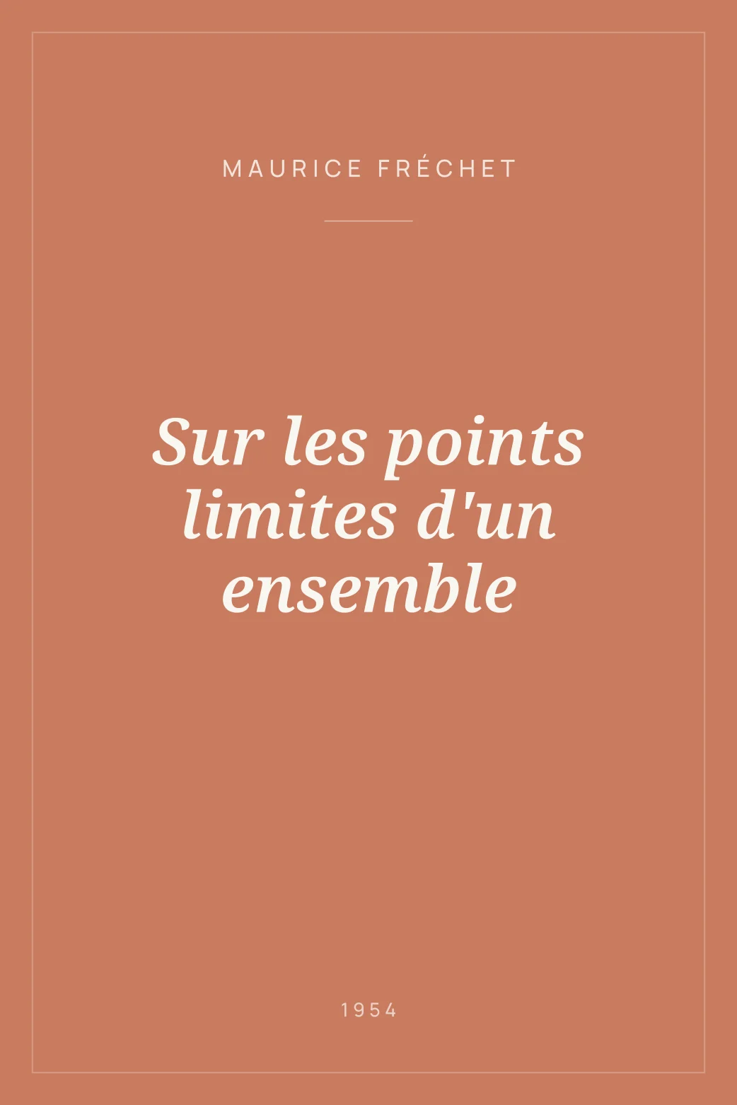 Portada de Sur les points limites d'un ensemble