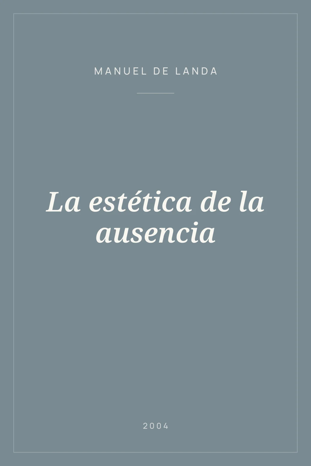 Portada de La estética de la ausencia