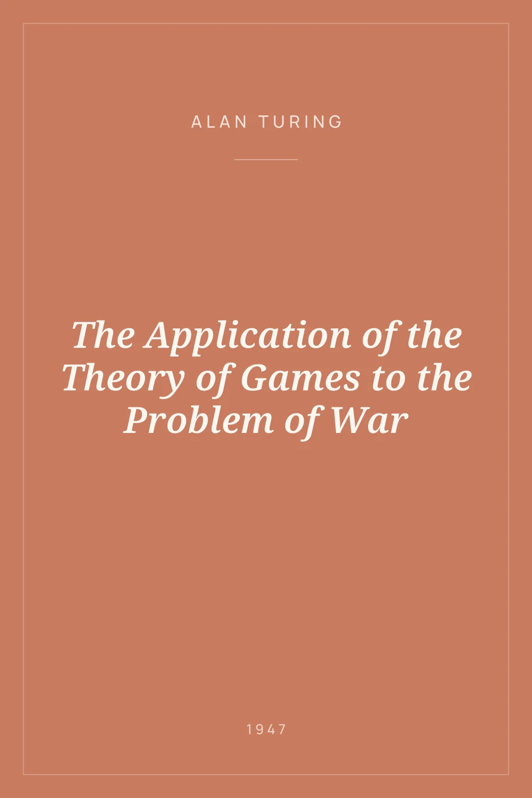 Portada de The Application of the Theory of Games to the Problem of War