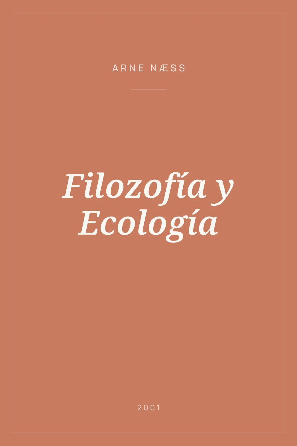 Portada de Filozofía y Ecología