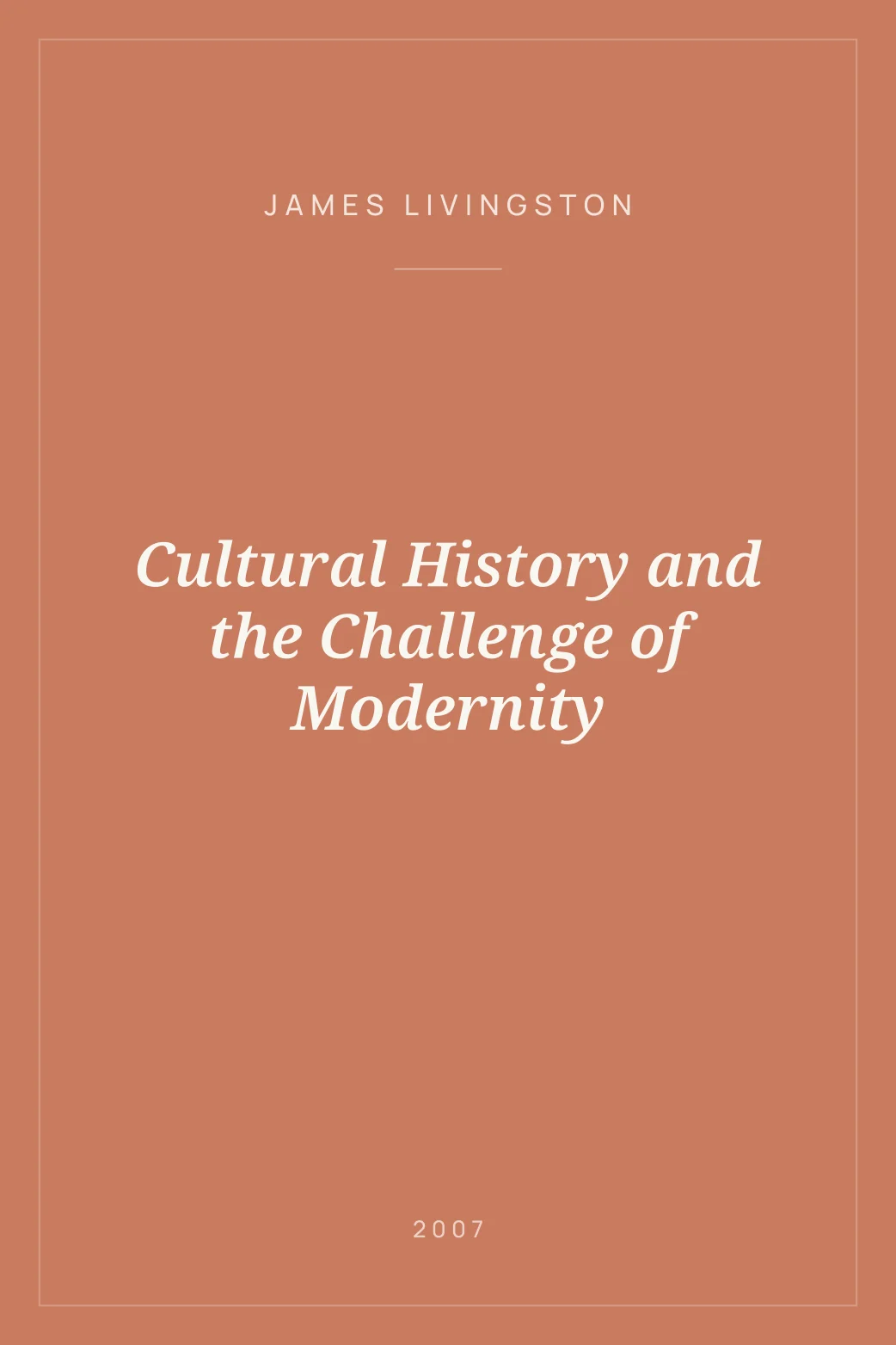 Portada de Cultural History and the Challenge of Modernity