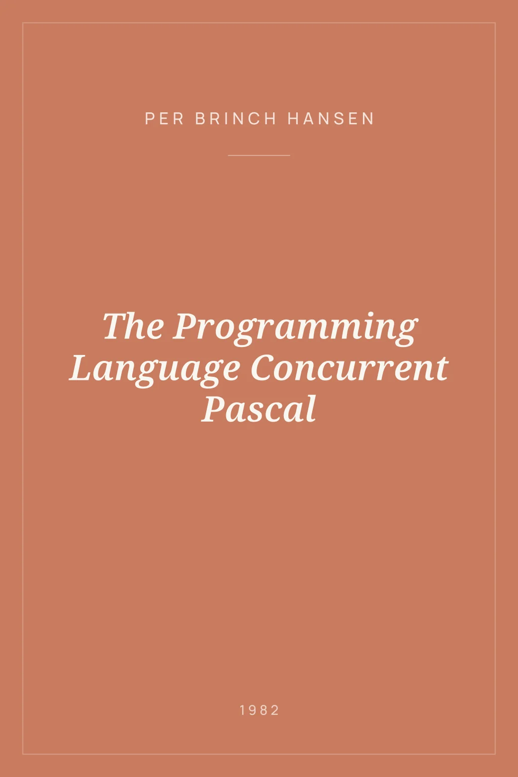 Portada de The Programming Language Concurrent Pascal