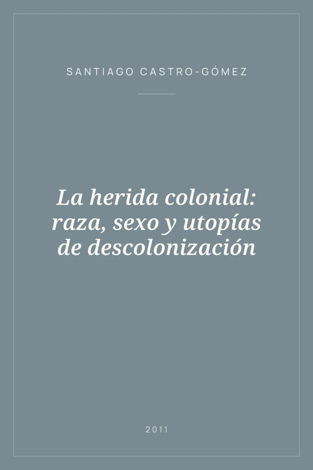 Portada de La herida colonial: raza, sexo y utopías de descolonización