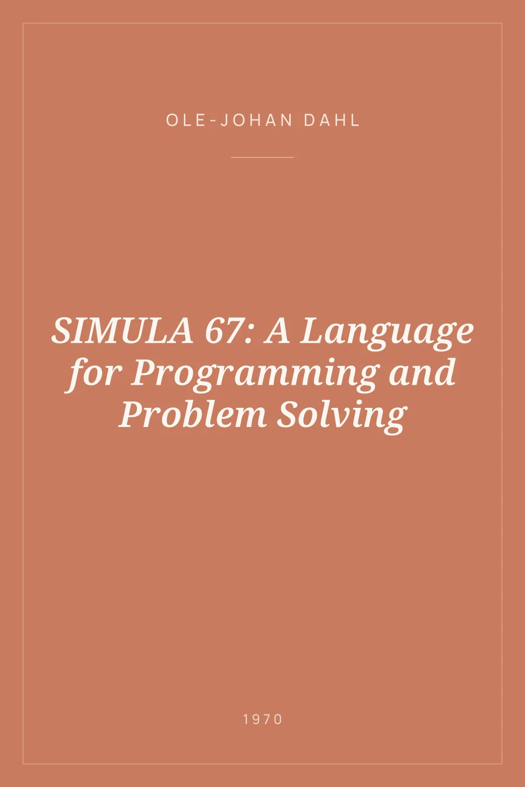 Portada de SIMULA 67: A Language for Programming and Problem Solving