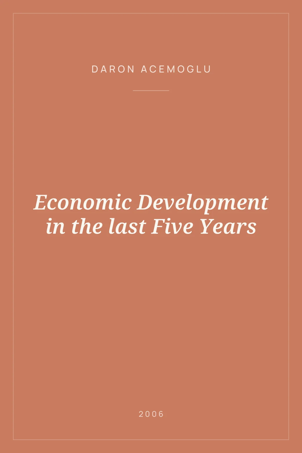 Portada de Economic Development in the last Five Years