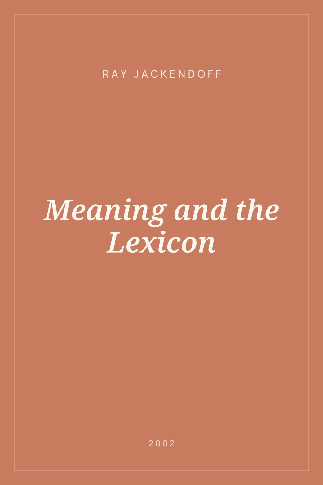 Portada de Meaning and the Lexicon