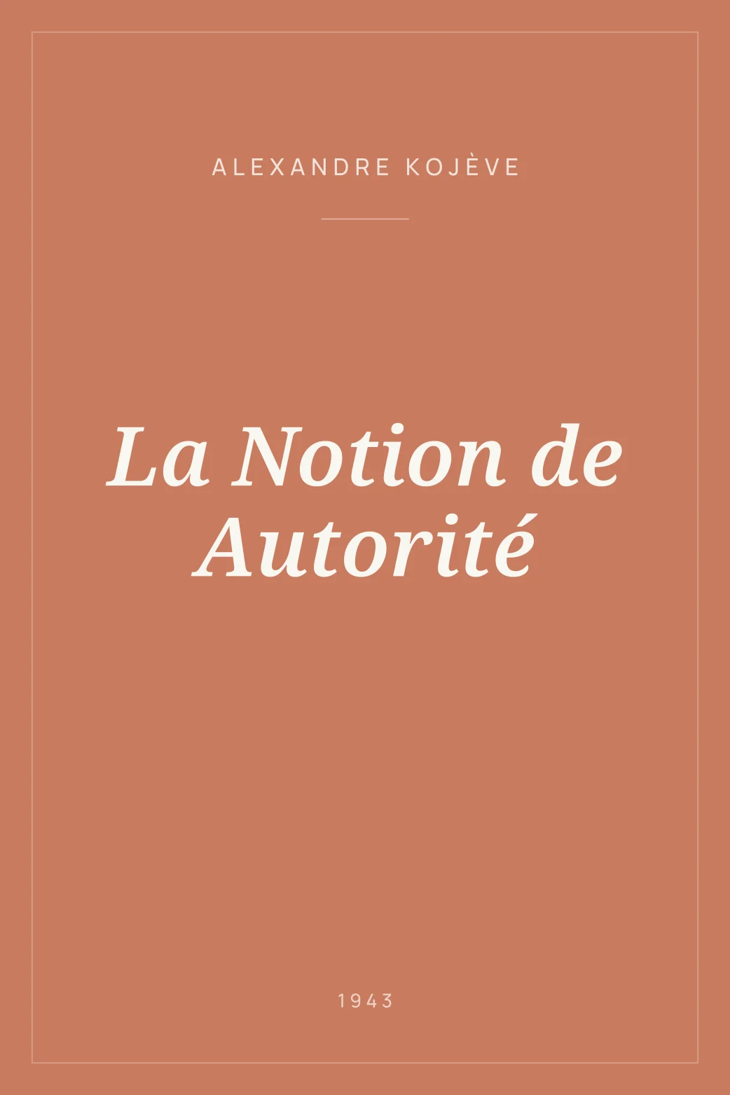 Portada de La Notion de Autorité