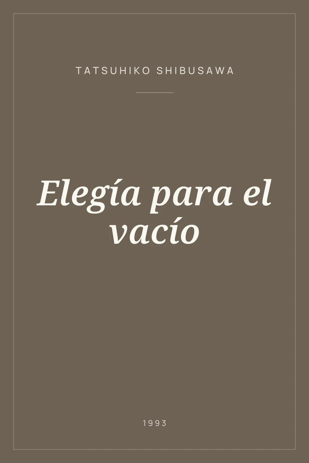 Portada de Elegía para el vacío