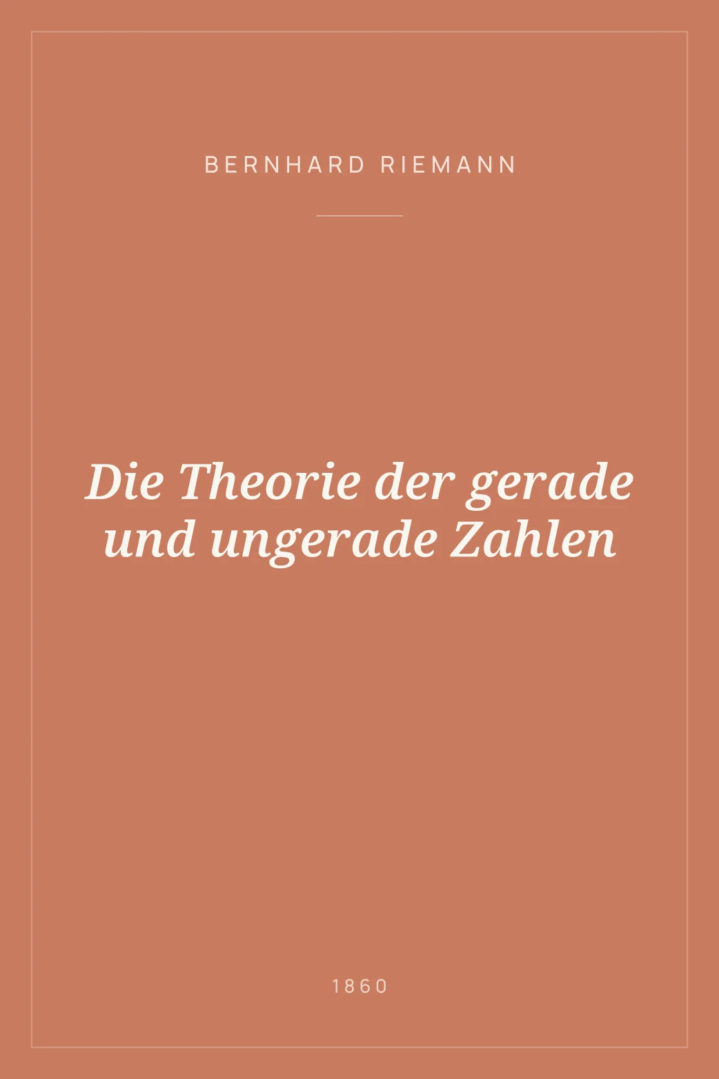 Portada de Die Theorie der gerade und ungerade Zahlen