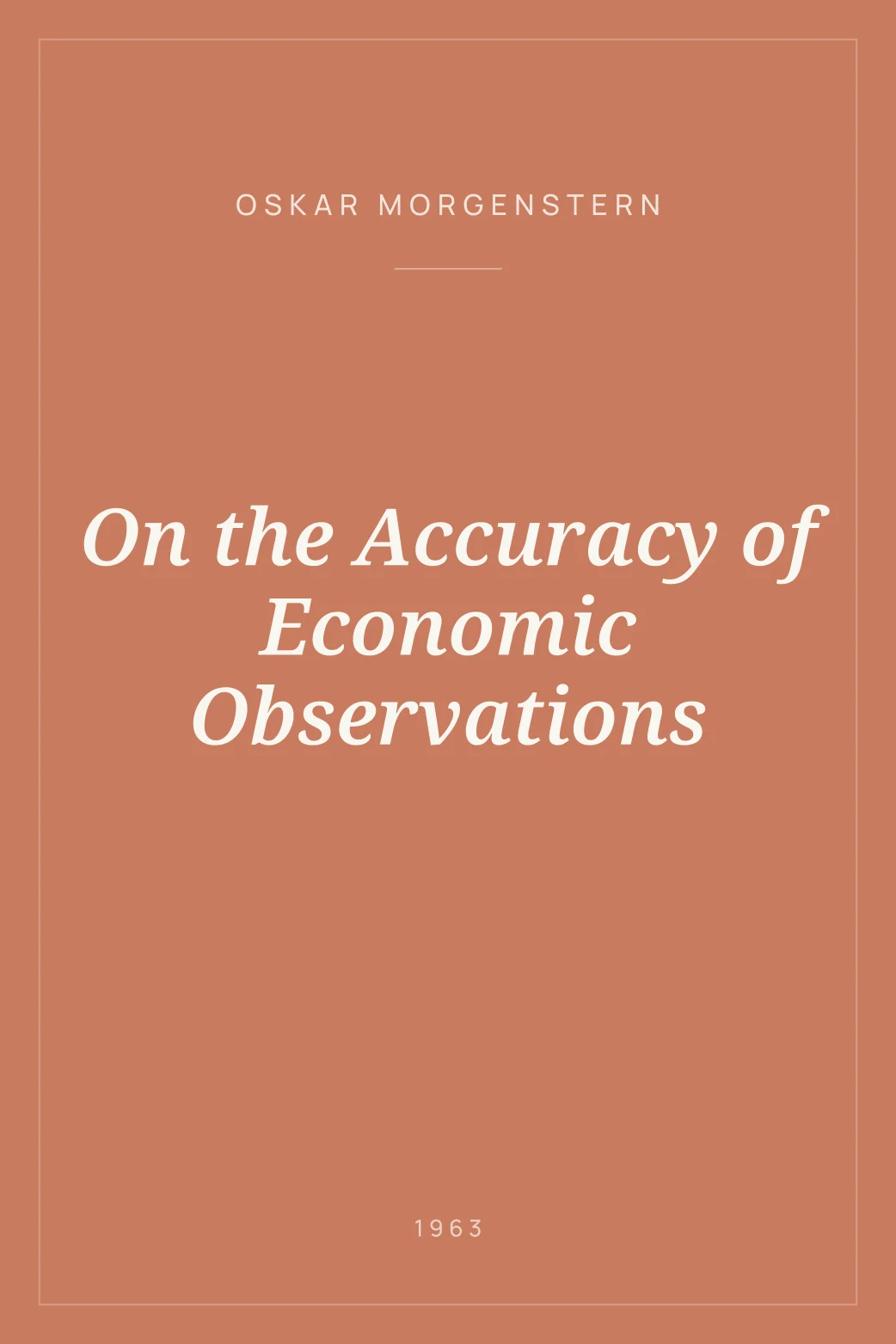 Portada de On the Accuracy of Economic Observations