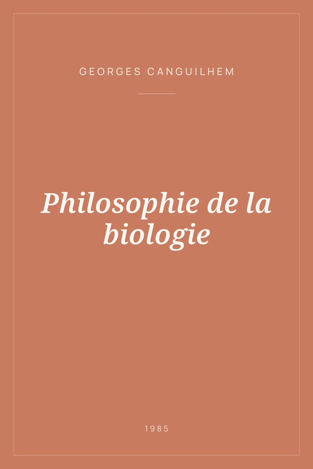 Portada de Philosophie de la biologie