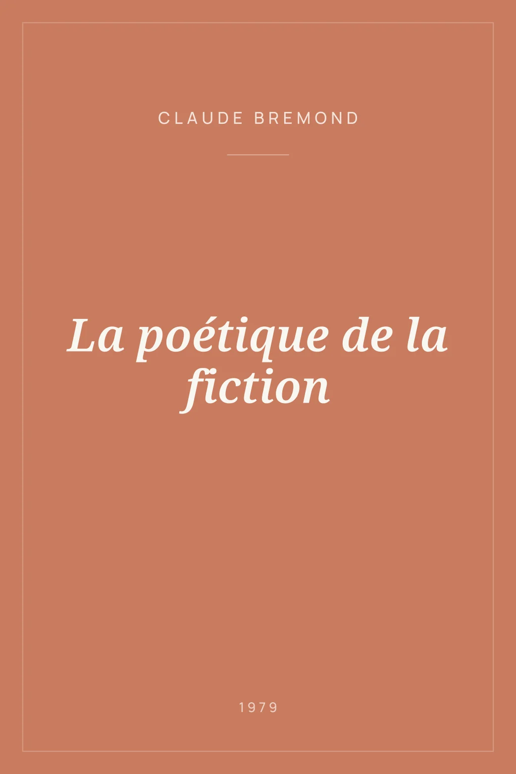 Portada de La poétique de la fiction