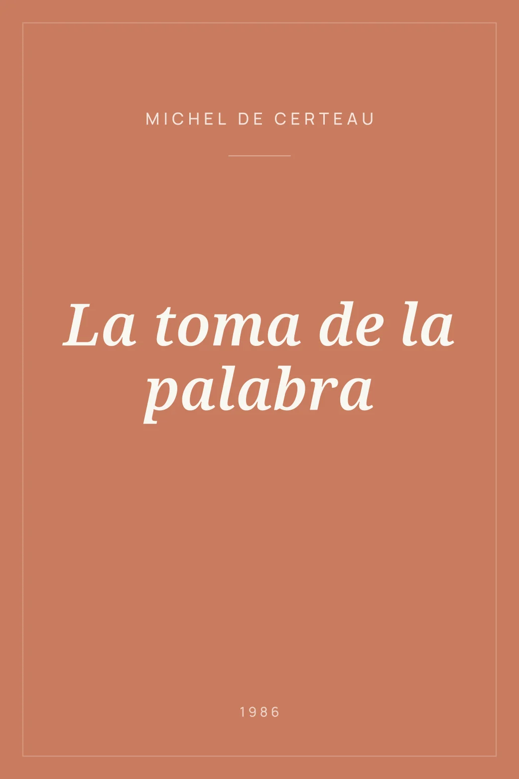 Portada de La toma de la palabra