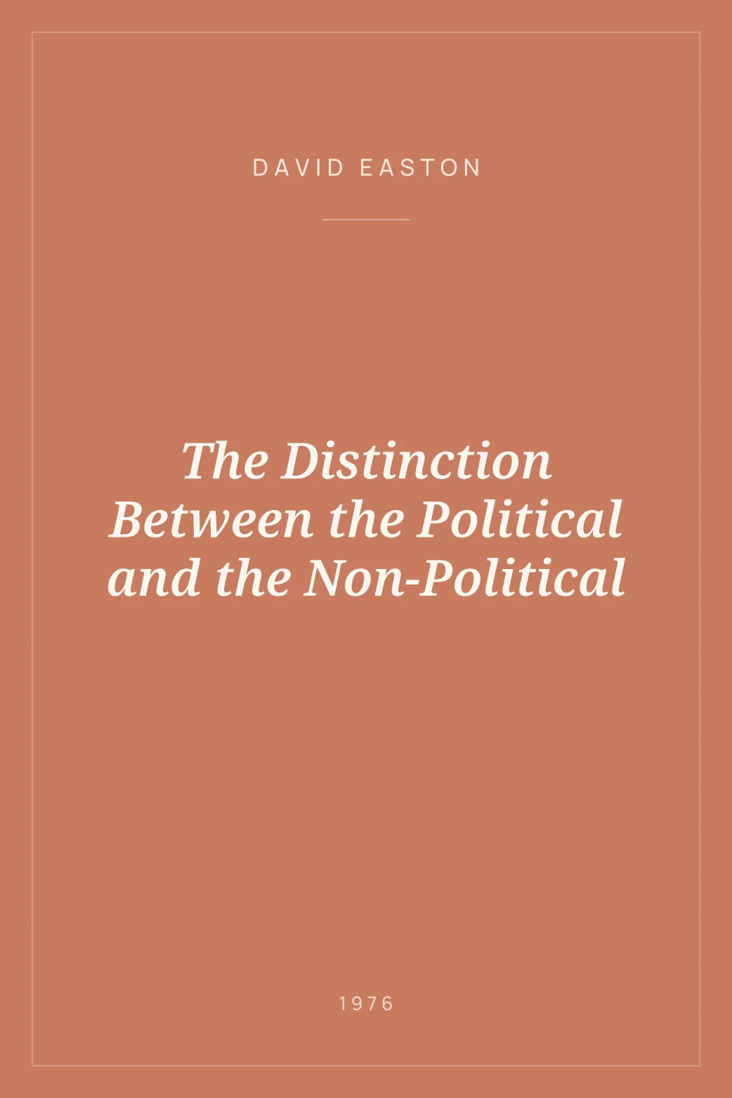 Portada de The Distinction Between the Political and the Non-Political