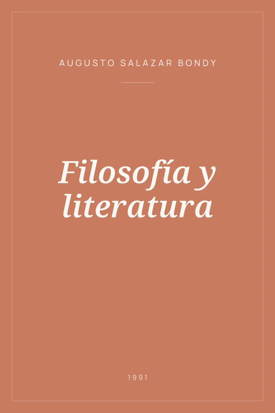 Portada de Filosofía y literatura