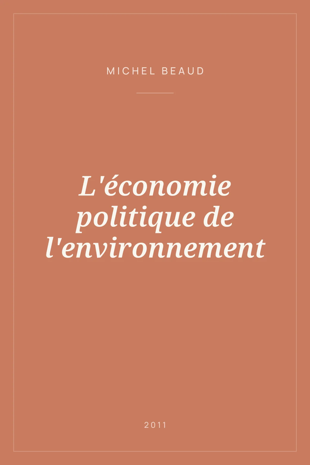 Portada de L'économie politique de l'environnement