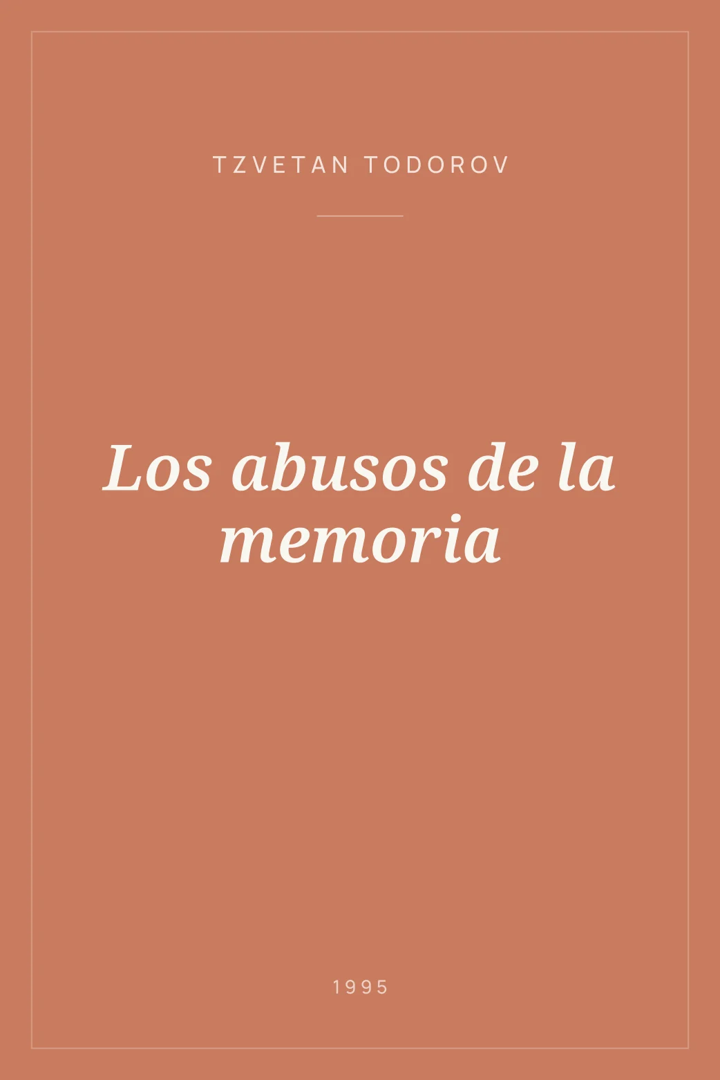 Portada de Los abusos de la memoria