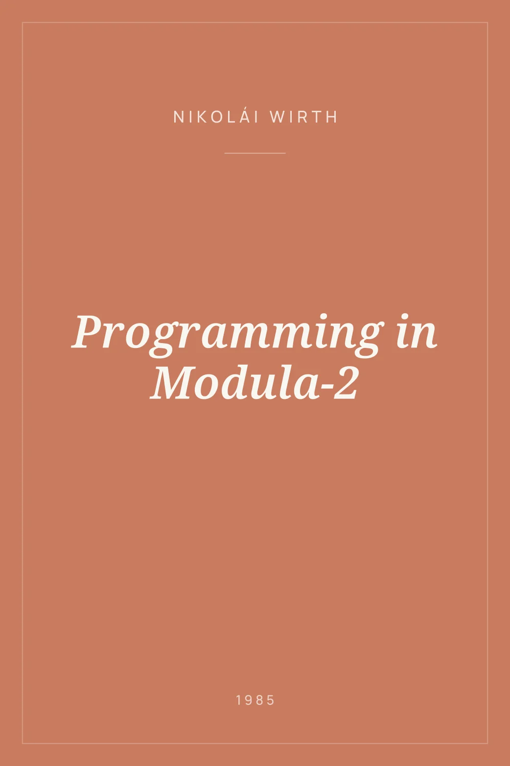 Portada de Programming in Modula-2