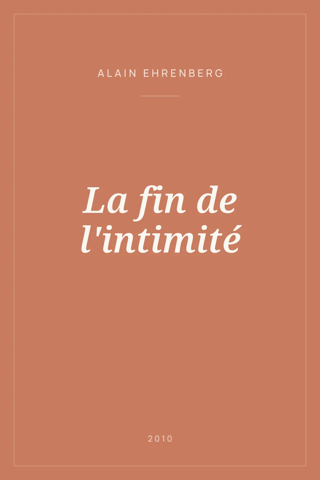 Portada de La fin de l'intimité