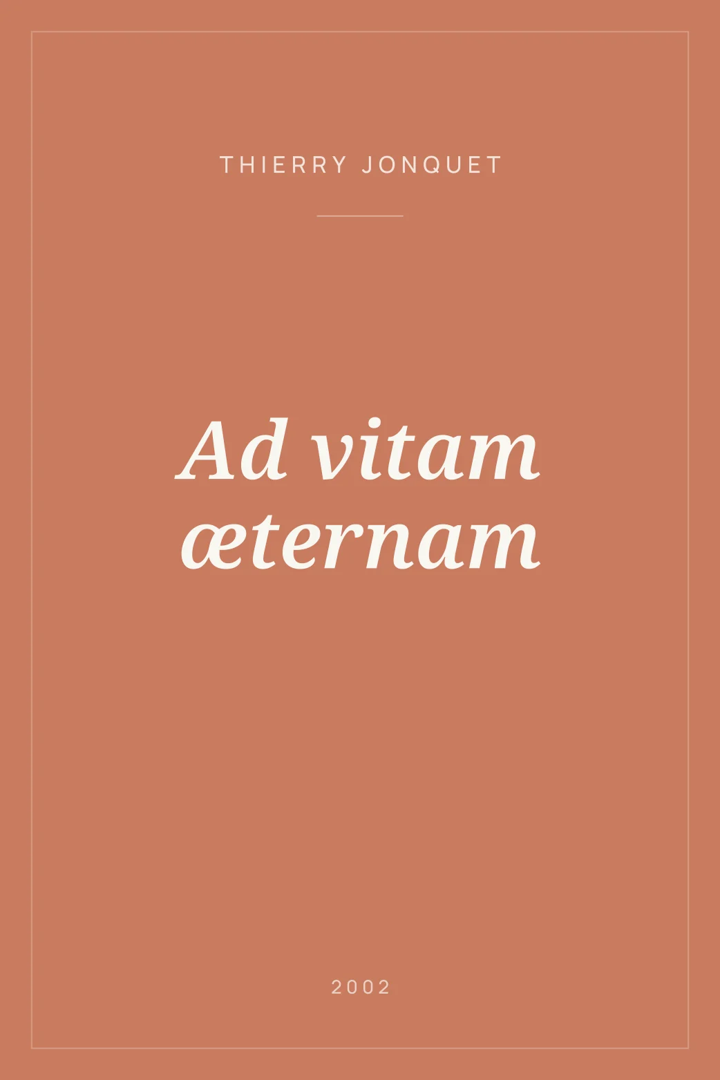 Portada de Ad vitam æternam