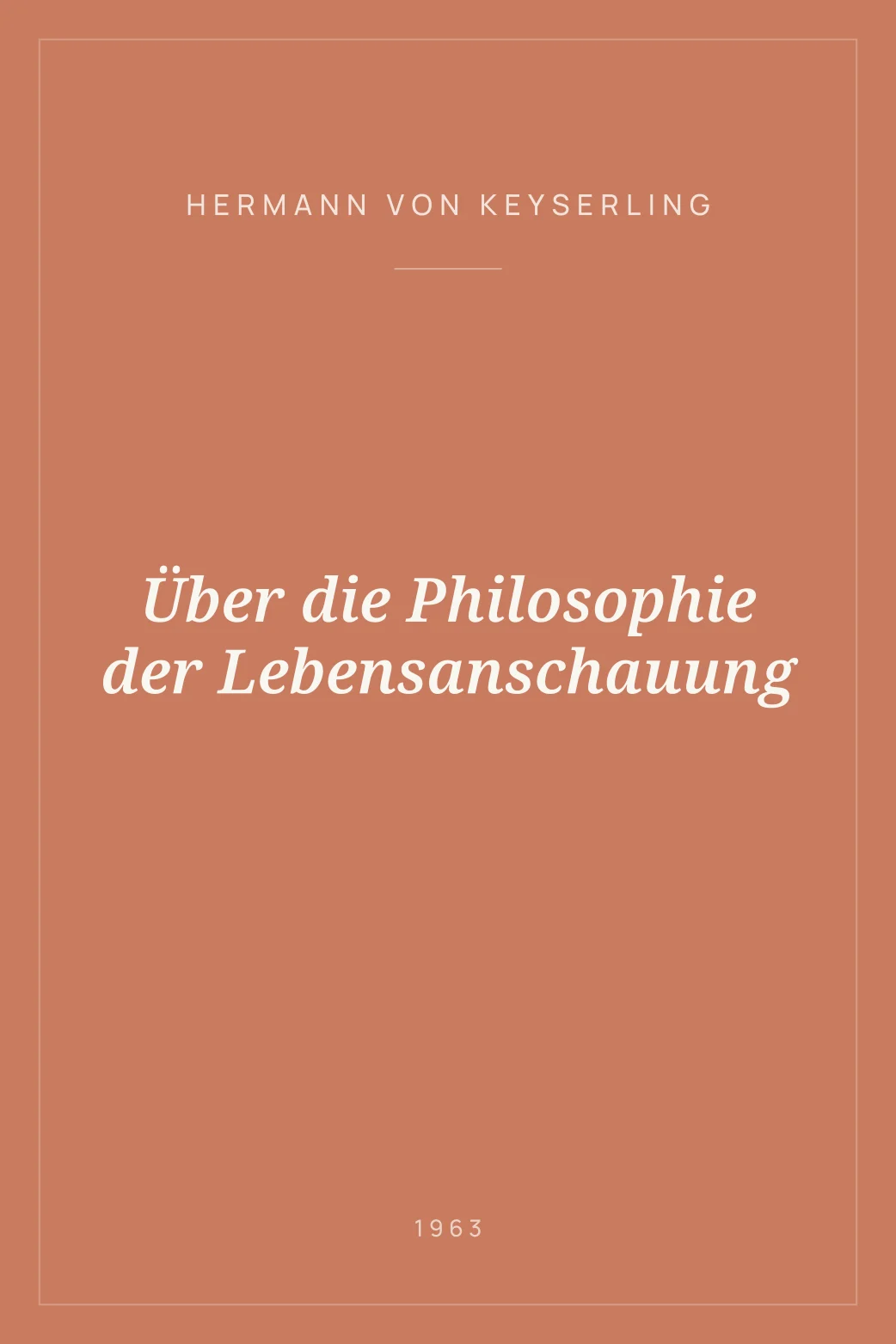 Portada de Über die Philosophie der Lebensanschauung