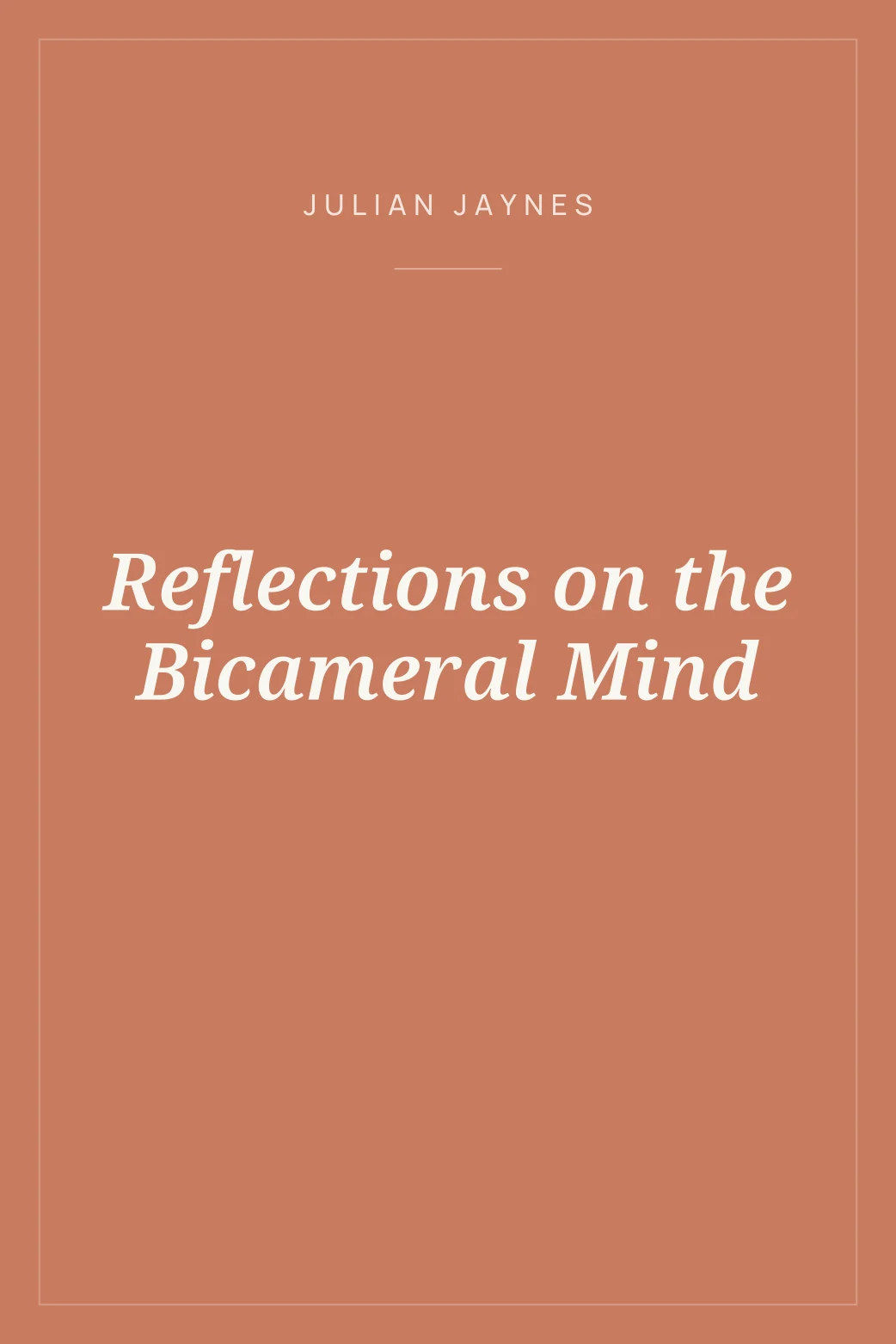 Portada de Reflections on the Bicameral Mind