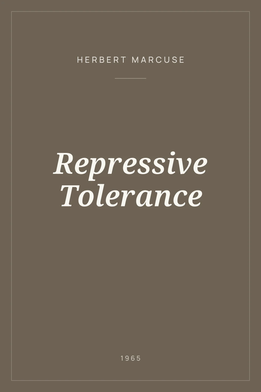 Portada de Repressive Tolerance