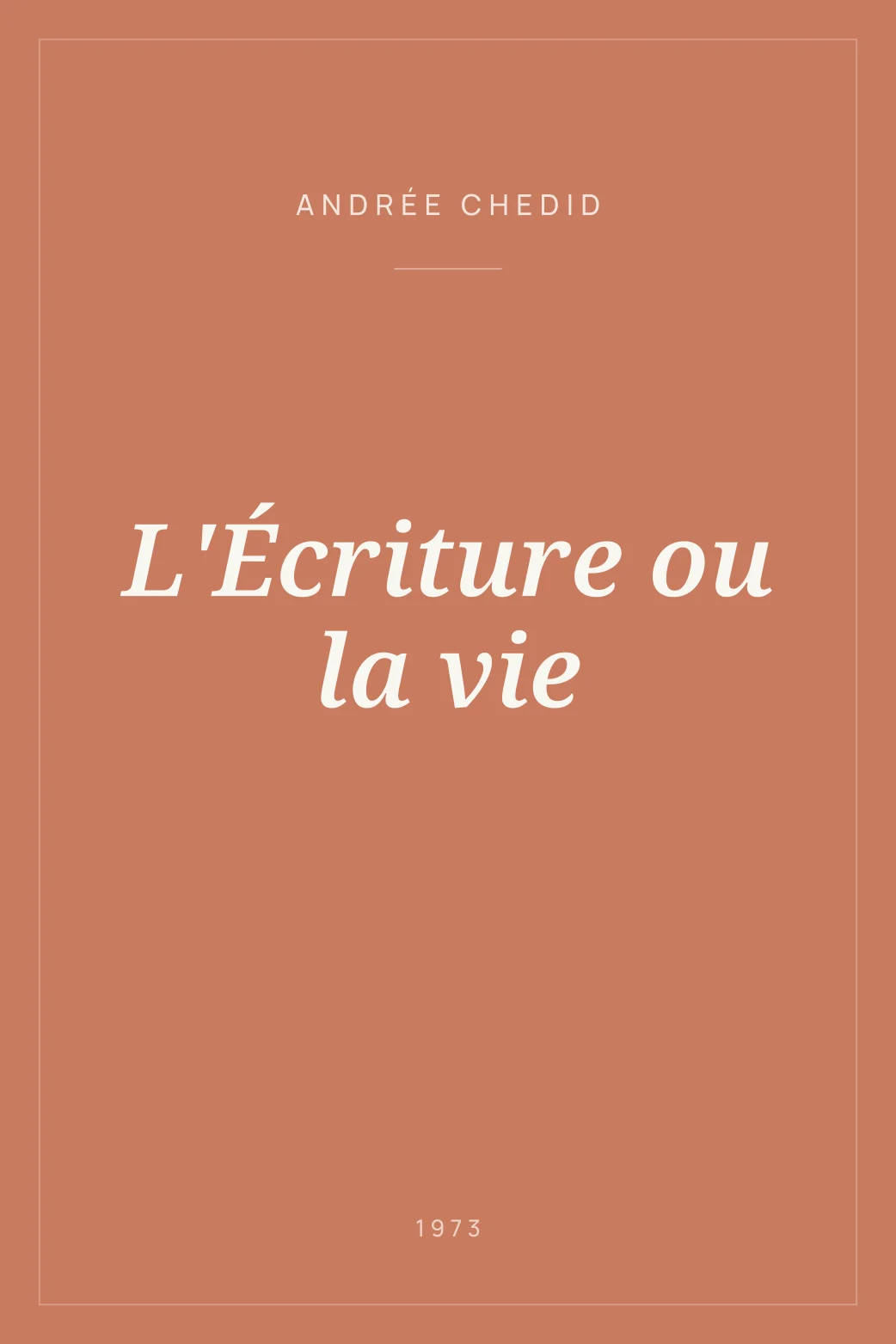 Portada de L'Écriture ou la vie